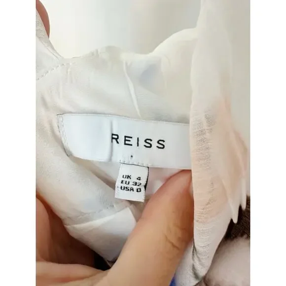 Reiss white floral maxi dress pleasted skirt size 4 - Picture 10 of 11